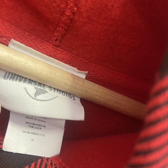 Universal Studios Buffalo Plaid Hoodie Adult XL Christmas Beaver Sweatshirt - Picture 4 of 8